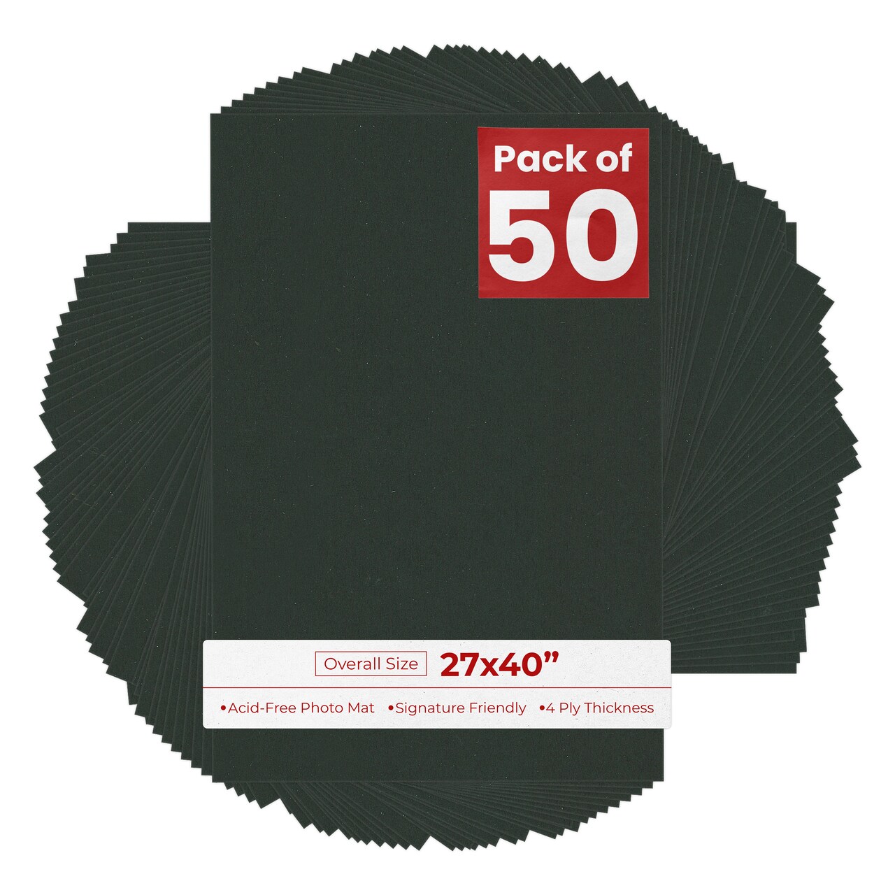 Textured Black 27x40 Uncut Mat Board - Blank Sheets, No Opening